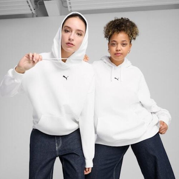 ESSENTIALS Women's Oversized Hoodie in White, Size XS, Cotton by PUMA