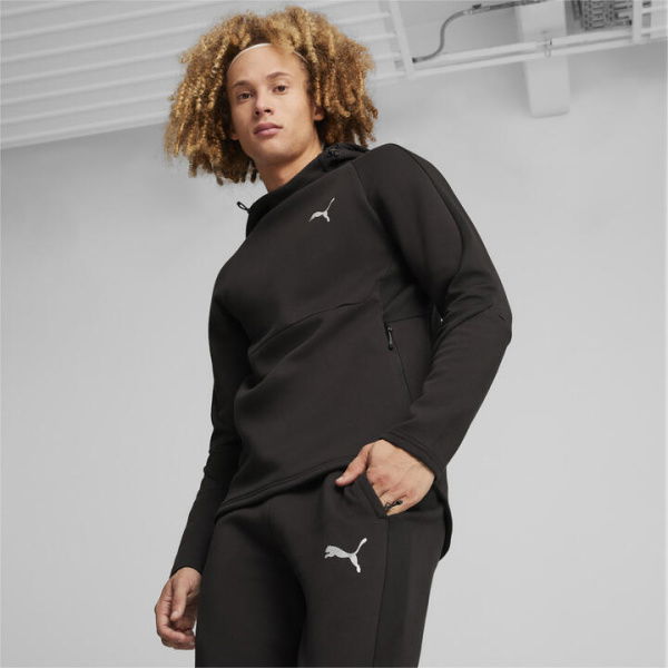 EVOSTRIPE Men's Hoodie in Black, Size Medium, Polyester/Cotton by PUMA