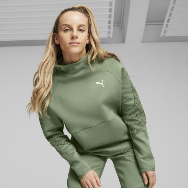 EVOSTRIPE Women's Hoodie in Eucalyptus, Size Large, Cotton/Polyester by PUMA