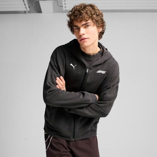 F1Â® Men's Graphic Fullzip Hoodie in Black, Size Medium, Cotton by PUMA
