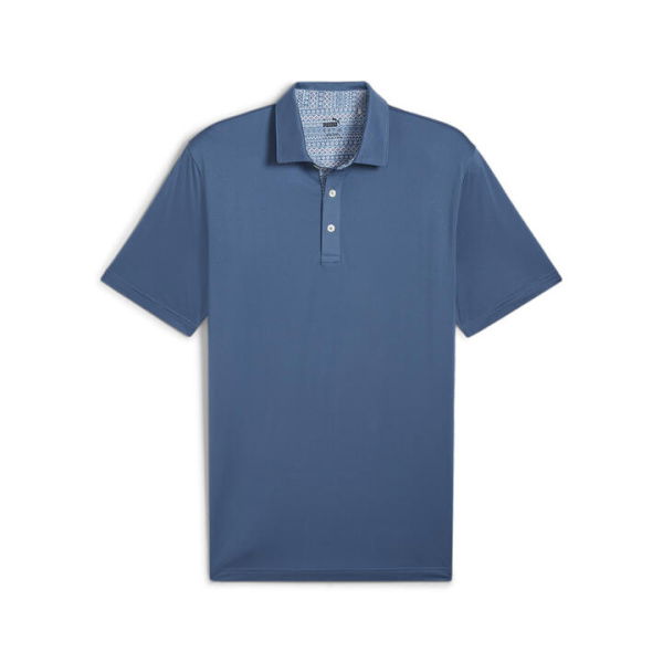 Fair Isle Men's Trim Golf Polo Top in Blue Horizon, Size Medium, Polyester/Elastane by PUMA