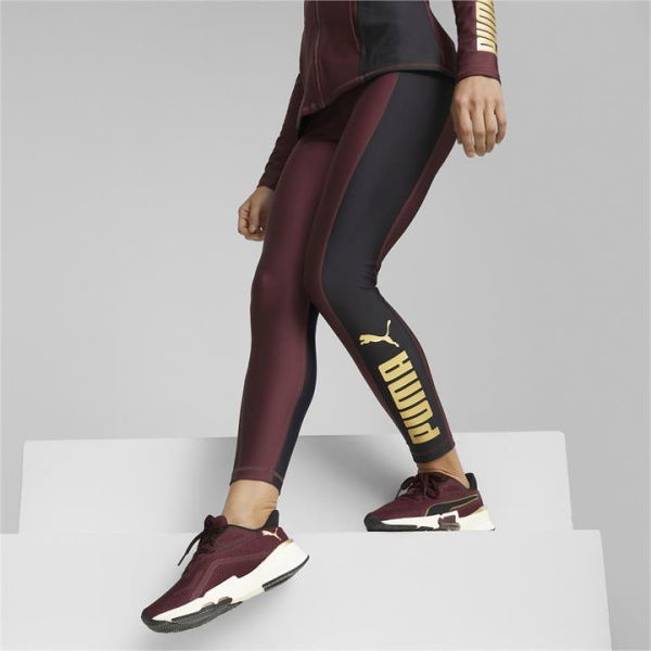 Fit EVERSCULPT Logo High Waist 7/8 Training Leggings Women in Aubergine/Black, Size Small, Polyester/Elastane by PUMA