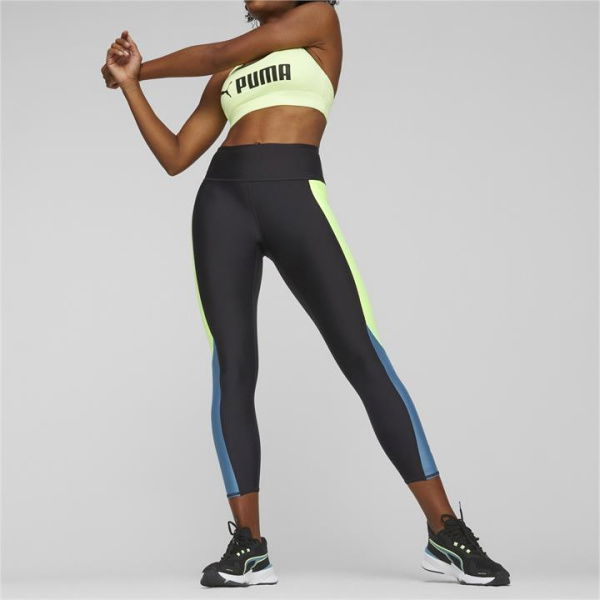 FIT Women's High Waist Training Leggings in Black/Speed Green, Size XS, Polyester/Elastane by PUMA