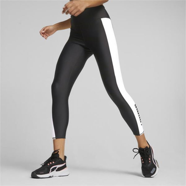 FIT Women's High Waist Training Leggings in Black/White, Size XS, Polyester/Elastane by PUMA