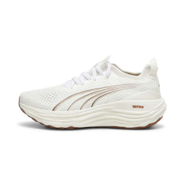 ForeverRun NITRO Knit Women's Running Shoes in Warm White/Teak, Size 7.5, Synthetic by PUMA Shoes