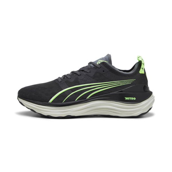 ForeverRun NITROâ„¢ Men's Running Shoes in Black/Cool Dark Gray/Speed Green, Size 8, Synthetic by PUMA Shoes