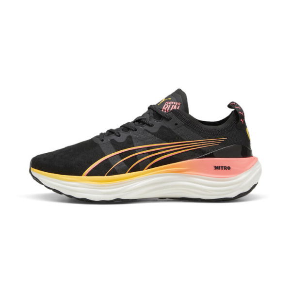 ForeverRun NITROâ„¢ Men's Running Shoes in Black/Sun Stream/Sunset Glow, Size 8, Synthetic by PUMA Shoes