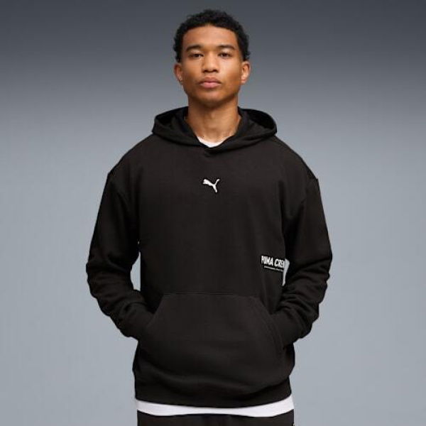 French Terry Men's Hoodie in Black, Size Small, Polyester/Cotton/Viscose by PUMA