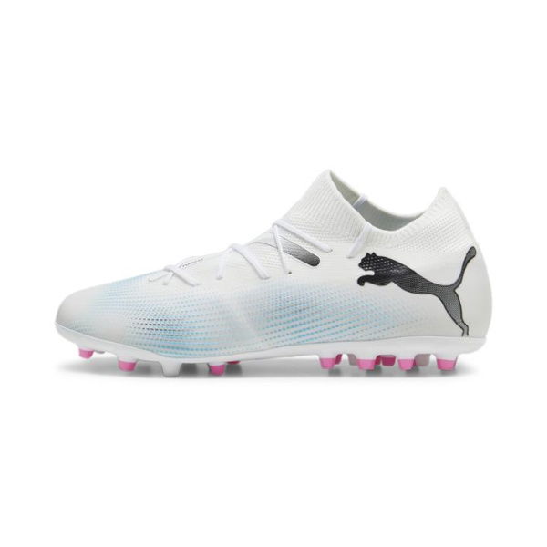 FUTURE 7 MATCH MG Men's Football Boots in White/Black/Poison Pink, Size 10, Textile by PUMA Shoes