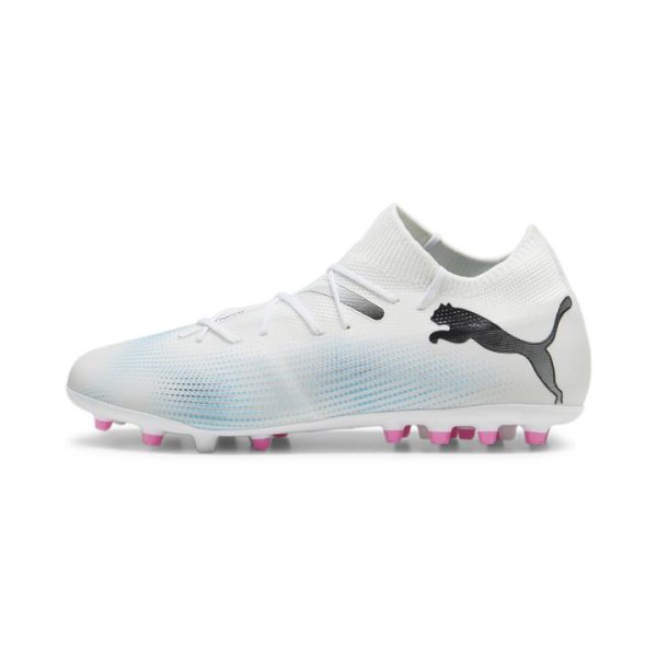 FUTURE 7 MATCH MG Men's Football Boots in White/Black/Poison Pink, Size 8.5, Textile by PUMA Shoes