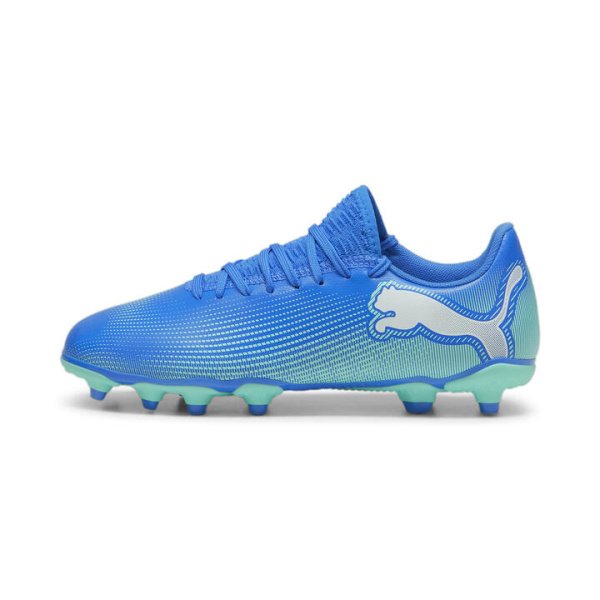 FUTURE 7 PLAY FG/AG Football Boots Youth in Hyperlink Blue/Mint/White, Size 2, Textile by PUMA Shoes