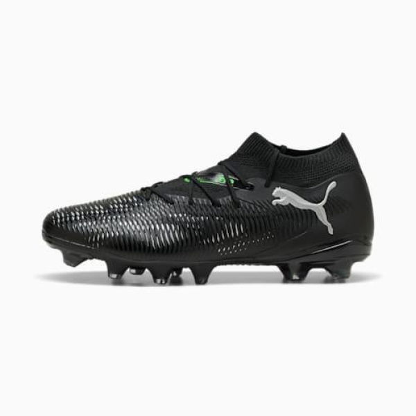 FUTURE 8 MATCH FG/AG Unisex Football Boots in Black/Cool Light Gray/Fluo Green, Size 7, Textile by PUMA Shoes