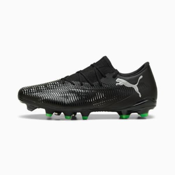 FUTURE 8 MATCH FG/AG Unisex Low Football Boots in Black/Cool Light Gray/Fluo Green, Size 7, Textile by PUMA