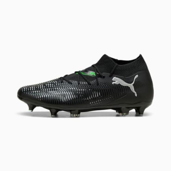 FUTURE 8 MATCH MxSG Unisex Football Boots in Black/Cool Light Gray/Fluo Green, Size 7.5, Textile by PUMA