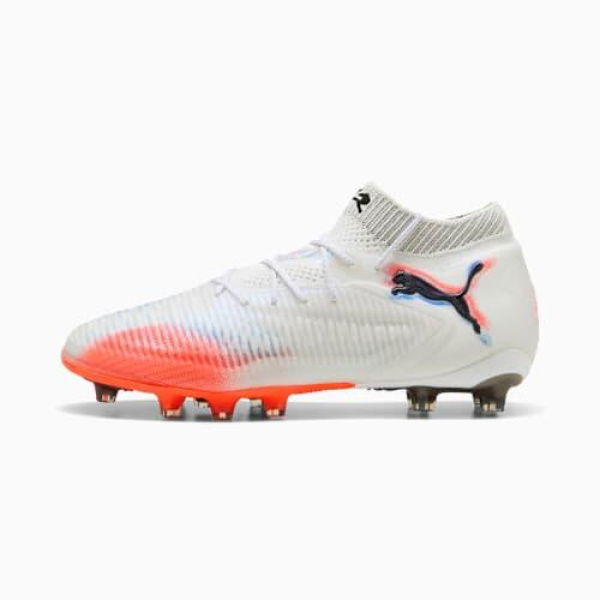 FUTURE 8 ULTIMATE AG Football Boots Unisex in White/Black/Glowing Red, Size 7 by PUMA Shoes