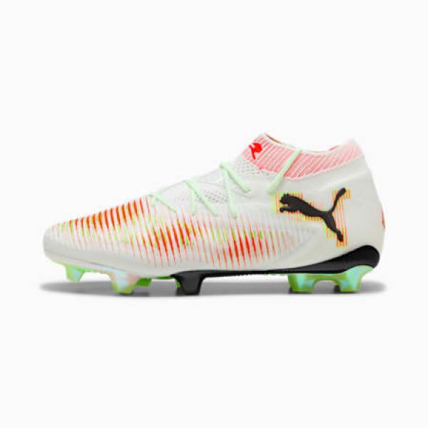 FUTURE 8 ULTIMATE LAUNCH FG Unisex Football Boots in White/Black/Lime Squeeze, Size 7, Textile by PUMA Shoes