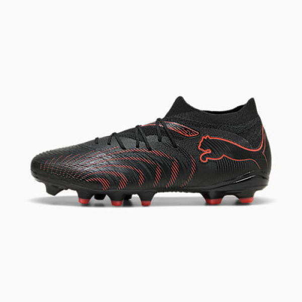 FUTURE 9 MATCH FG/AG Unisex Football Boots in Black/Glowing Red/Strong Gray, Size 8, Textile by PUMA Shoes