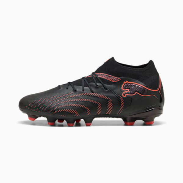 FUTURE 9 PRO FG/AG Unisex Football Boots in Black/Glowing Red/Strong Gray, Size 13, Textile by PUMA