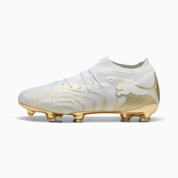 FUTURE 9 ULTIMATE FG Unisex Football Boots in White/Metallic Gold/Black, Size 13, Textile by PUMA Shoes