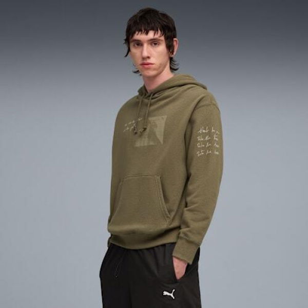 GRAPHIC Forest Hoodie Men in Loden Green, Size Medium, Cotton by PUMA
