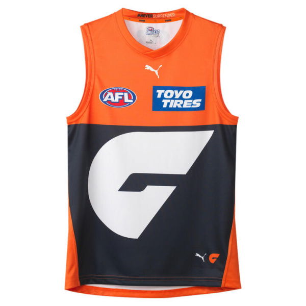 GWS GIANTS 2024 Menâ€™s Replica HOME Guernsey in Midnight Navy/Orange Tiger/Giants Home, Size 3XL by PUMA