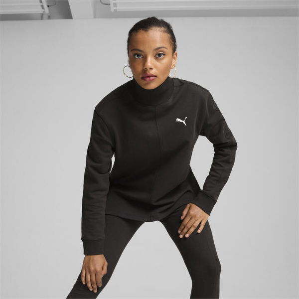 HER Women's High Neck Crew Top in Black, Size Medium, Cotton by PUMA