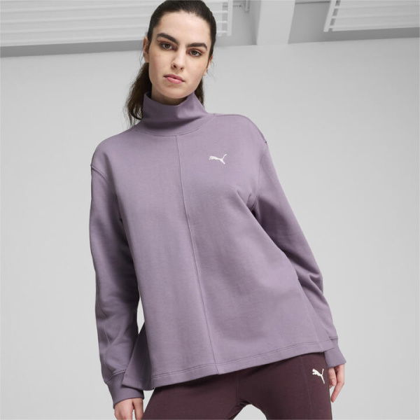 HER Women's High Neck Crew Top in Pale Plum, Size Large, Cotton by PUMA