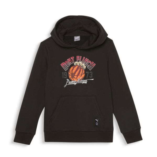 Hoops Men's Basketball Hoodie in Black, Size 4T by PUMA