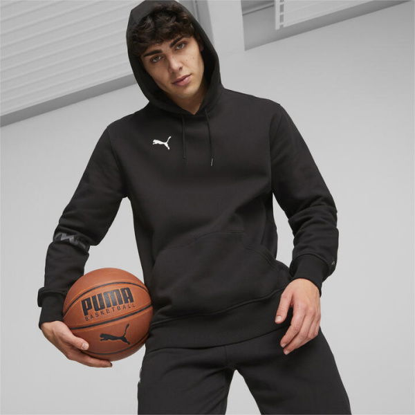 Hoops Team Basketball Men's Hoodie in Black, Size Medium, Cotton by PUMA