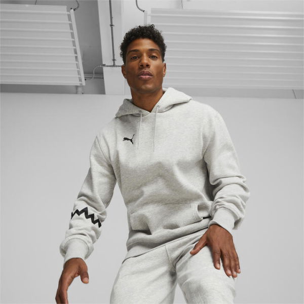 Hoops Team Basketball Men's Hoodie in Light Gray Heather, Size XL, Cotton/Polyester by PUMA