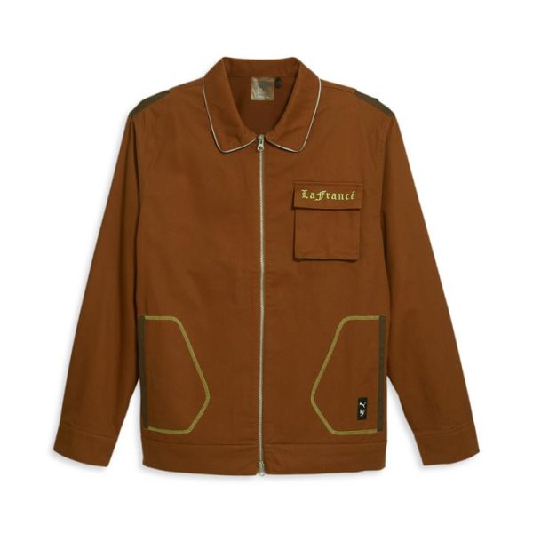 HOOPS x LaFrancÃ© Men's Work Jacket in Teak/Chestnut Brown, Size Large, Cotton by PUMA