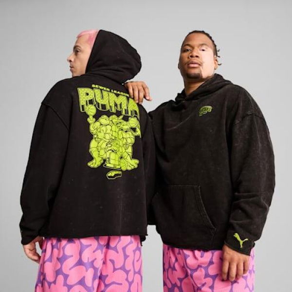 HOOPS x TMNT Men's Basketball Hoodie in Black, Size XL, Cotton by PUMA