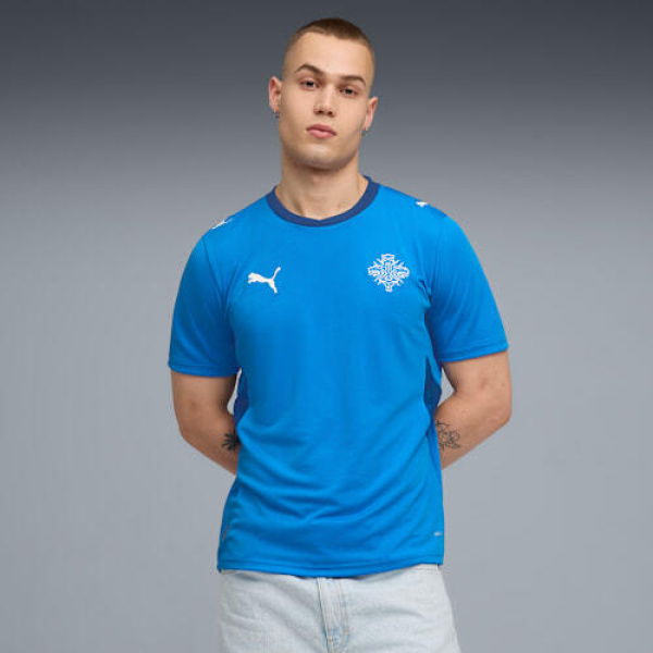 Iceland 2026 Men's Home Jersey Shirt in Electro Royal/White, Size Small, Polyester by PUMA