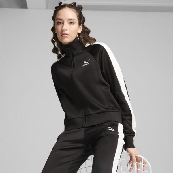 ICONIC T7 Women's Track Jacket in Black, Size Large, Polyester/Cotton by PUMA