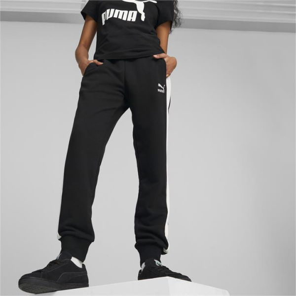 Iconic T7 Women's Track Pants in Black, Size Medium, Cotton/Polyester by PUMA