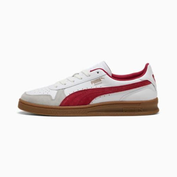 Indoor Sneakers Unisex in White/Dark Crimson/Gum, Size 4.5, Textile by PUMA