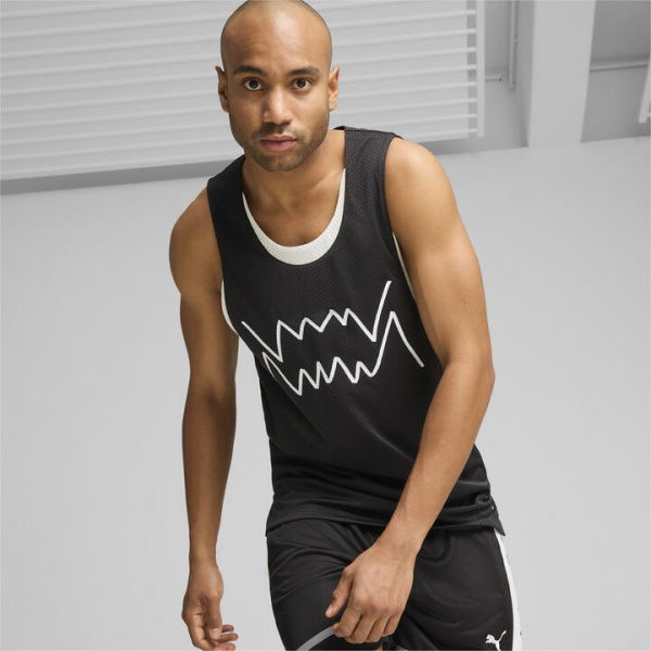 Jaws Core Men's Basketball Tank Top in Black/White, Size Large, Polyester by PUMA