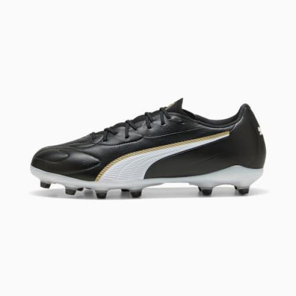 KING 20 MATCH FG/AG Unisex Football Boots in Black/White/Gold, Size 11, Textile by PUMA Shoes
