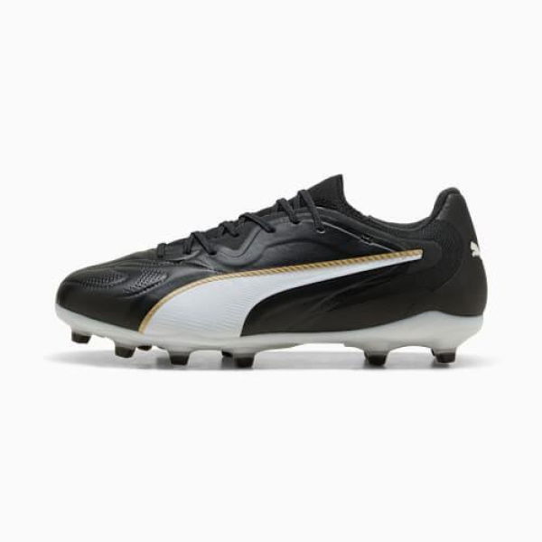 KING 20 PRO FG/AG Unisex Football Boots in Black/White/Gold, Size 11, Textile by PUMA Shoes