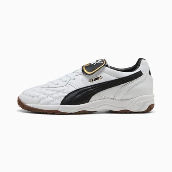 King Indoor Unisex Sneakers in White/Black, Size 9.5, Synthetic by PUMA