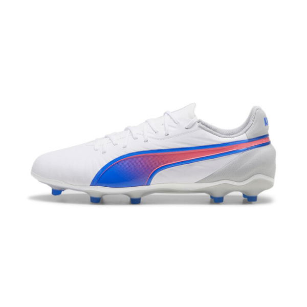 KING MATCH FG/AG Football Boots in White/Bluemazing/Flat Light Gray, Size 10, Textile by PUMA Shoes