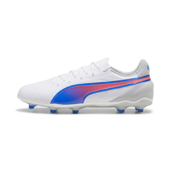 KING MATCH FG/AG Football Boots in White/Bluemazing/Flat Light Gray, Size 13, Textile by PUMA Shoes