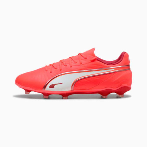 KING MATCH FG/AG Unisex Football Boots in Glowing Red/White/Red Fire, Size 7.5, Textile by PUMA