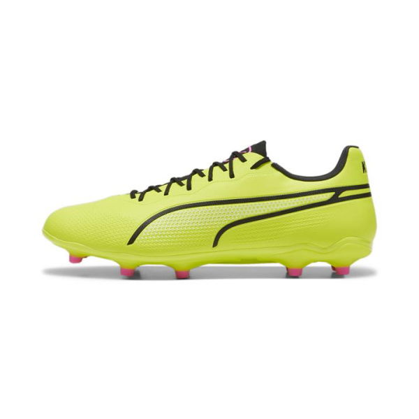 KING PRO FG/AG Unisex Football Boots in Electric Lime/Black/Poison Pink, Size 10, Textile by PUMA Shoes