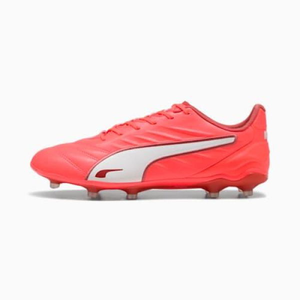 KING PRO FG/AG Unisex Football Boots in Glowing Red/White/Red Fire, Size 9.5, Textile by PUMA