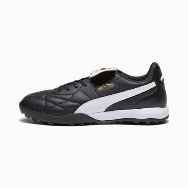 KING TOP Turf Trainer Men's Soccer Cleats in Black/White/Gold, Size 7.5, Synthetic by PUMA Shoes