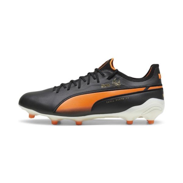KING ULTIMATE Cruyff FG/AG Unisex Football Boots in Black/White/Rickie Orange, Size 7, Synthetic by PUMA Shoes