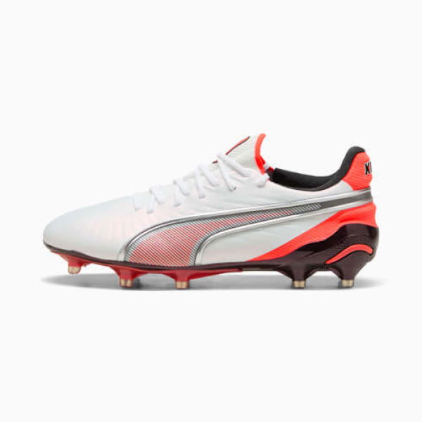 KING ULTIMATE FG/AG Football Boots Women in White/Silver/Glowing Red, Size 5.5 by PUMA Shoes