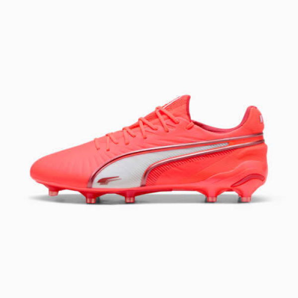 KING ULTIMATE FG/AG Unisex Football Boots in Glowing Red/White/Red Fire, Size 9, Textile by PUMA