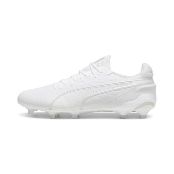 KING ULTIMATE FG/AG Unisex Football Boots in White/Silver, Size 10.5, Textile by PUMA Shoes